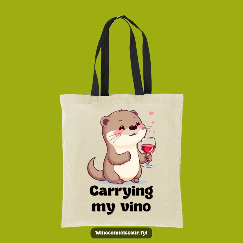 Funny Otter Wine Tote Bag: Chic Kawaii Accessory, Perfect Gift
