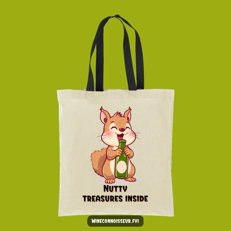 Funny Squirrel Bottle Tote Bag: Excited Uncorking Accessory & Party Gift